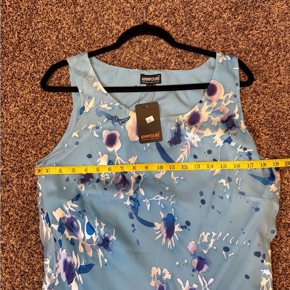 Floral Blue Sleeveless Tank Style Dress Asymmetrical Tiered Hem Size XL - Picture 9 of 15